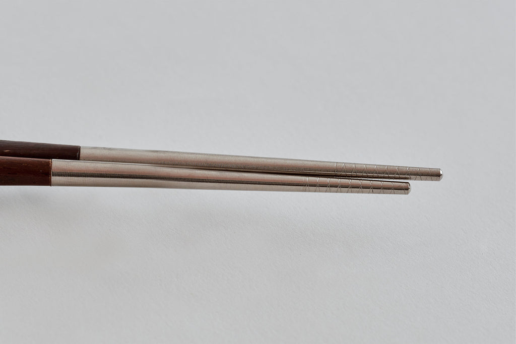 Dual Stainless Steel and Classic Wood Chopsticks - Jing Si Books & Cafe